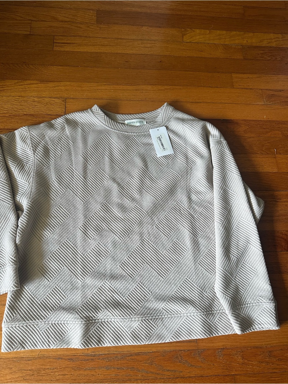 Textured Crewneck Pullover in Light Cream
